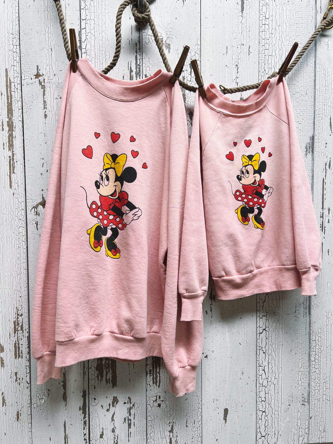 Vintage Mommy & Me Minnie Sweatshirt-Adult M & Kid's M (5-6) Customize Your Embroidery Wording