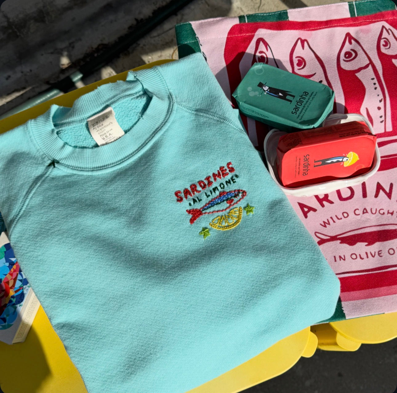 Sardines Al Limone Hand Embroidered Sweatshirt (10 Colors)