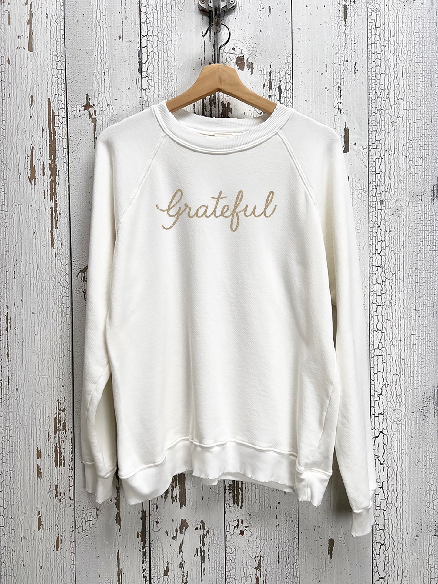 Choose Grateful or Thankful (Chest) Custom Hand Embroidered Sweatshirts  (20 Colors)