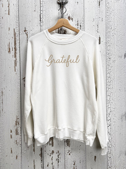 Choose Grateful or Thankful (Chest) Custom Hand Embroidered Sweatshirts  (20 Colors)