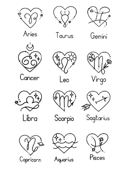 Choose Your Horoscope Symbol in ❤️ W/ Initial (18 Colors)