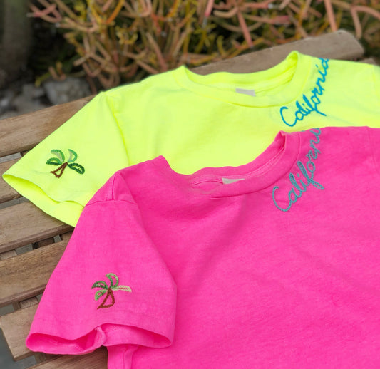 PALM TREE NEON23 S/S TEE WITH CUSTOM HAND EMBROIDERY(6 Colors)