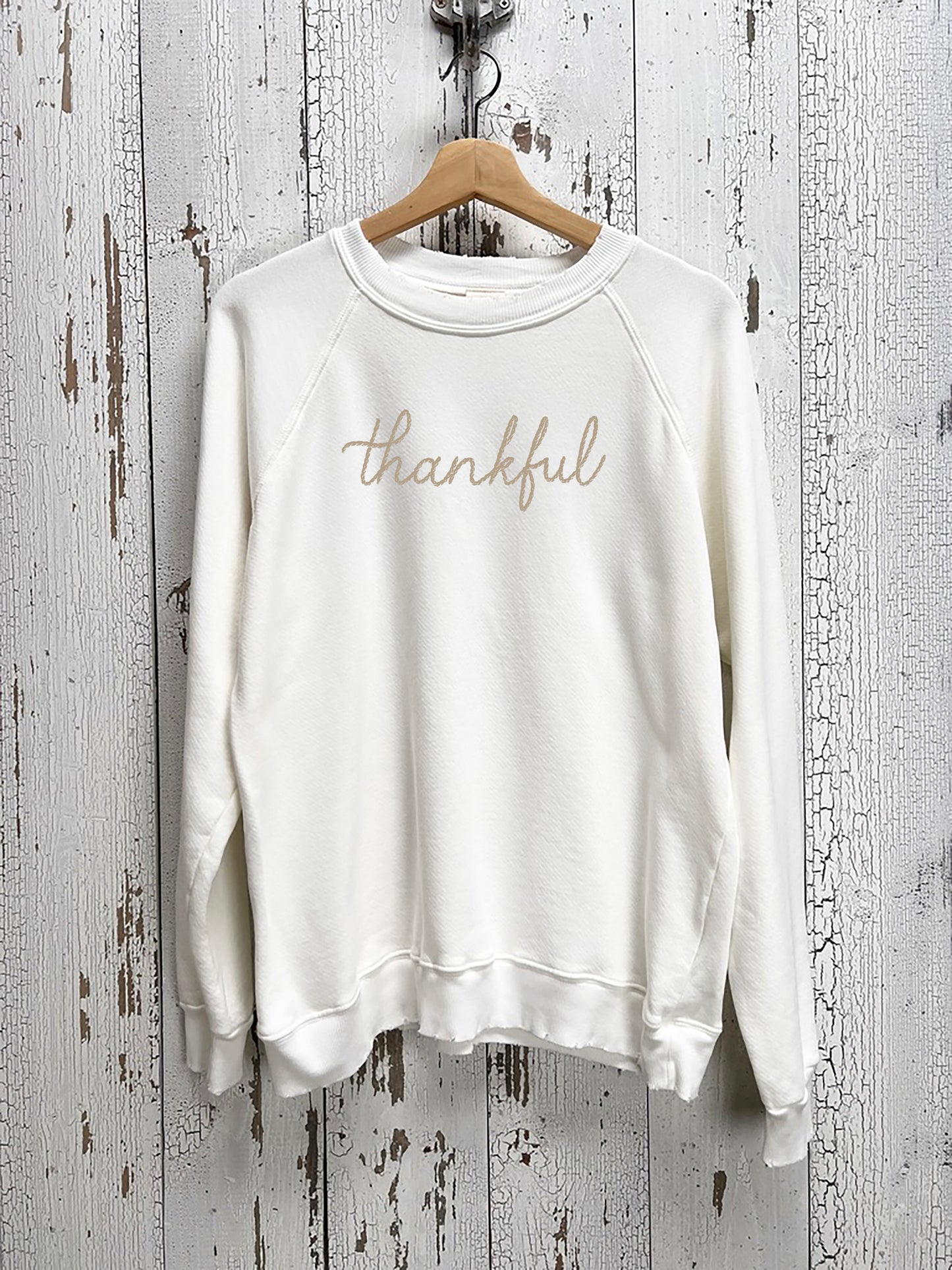 Choose Grateful or Thankful (Chest) Custom Hand Embroidered Sweatshirts  (20 Colors)