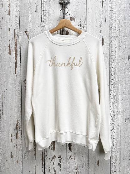 Choose Grateful or Thankful (Chest) Custom Hand Embroidered Sweatshirts  (20 Colors)