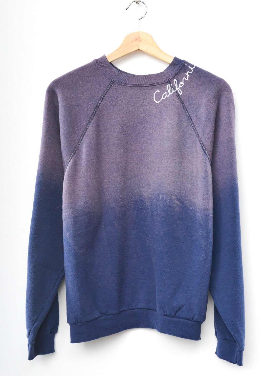 WASHED NAVY VINTAGE SWEATS WITH CUSTOM HAND EMBROIDERY