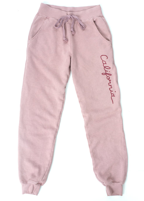 ZION DUSTY PINK PANTS WITH CUSTOM HAND EMBROIDERY