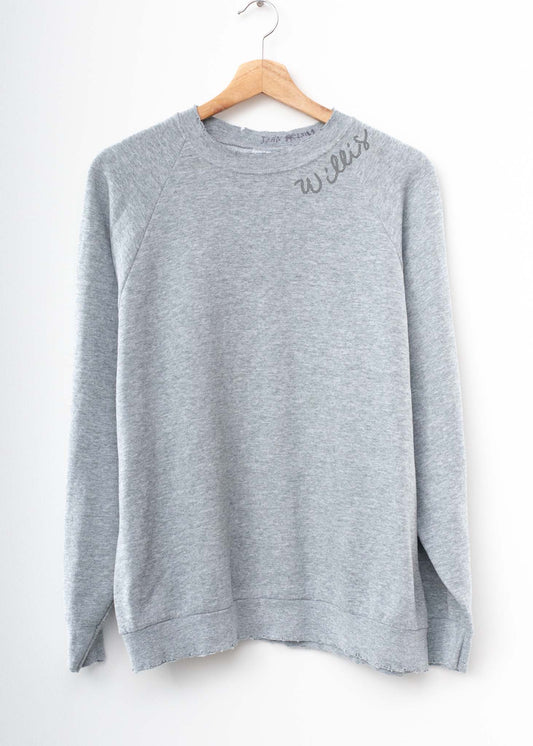 MEDIUM GREY VINTAGE SWEATS WITH CUSTOM HAND EMBROIDERY