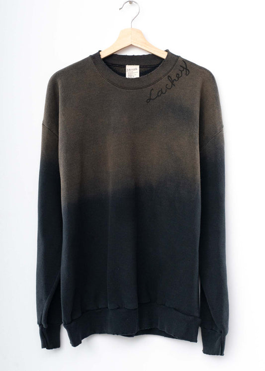 WASHED BLACK VINTAGE SWEATS WITH CUSTOM HAND EMBROIDERY
