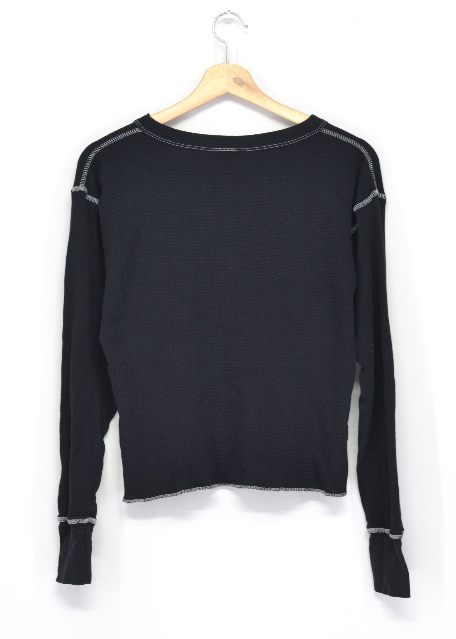 BLACK L/S THERMAL TEE WITH CUSTOM HAND EMBROIDERY – I STOLE MY