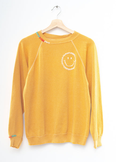 Happy Face Rainbow Sweatshirt - Yellow