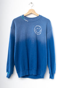 Vintage Happy Face Rainbow Sweatshirt - Blue