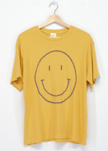 Big Smiley Boyfriend Tee- Mustard Yellow