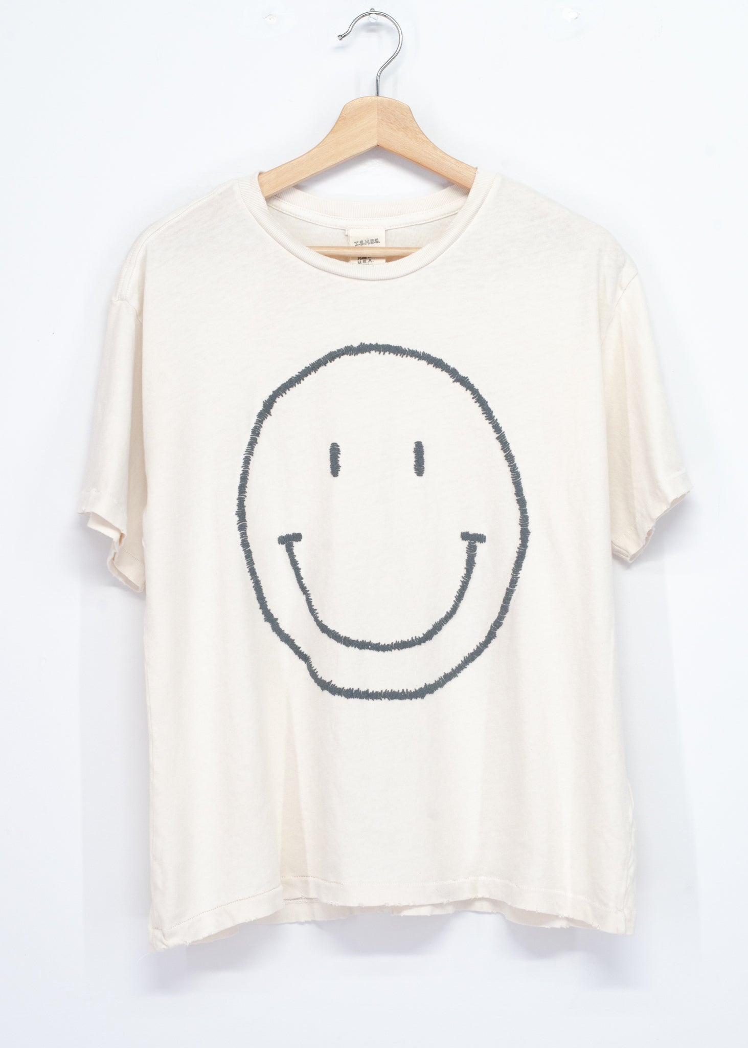 Big Smiley Boyfriend Tee- Off White – I STOLE MY BOYFRIEND'S SHIRT