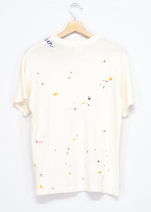 SPLASH PAINT OFF WHITE BOY FRIENDS S/S TEE WITH CUSTOM HAND EMBROIDERY