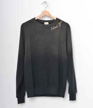 WASHED BLACK VINTAGE SWEATS WITH CUSTOM HAND EMBROIDERY