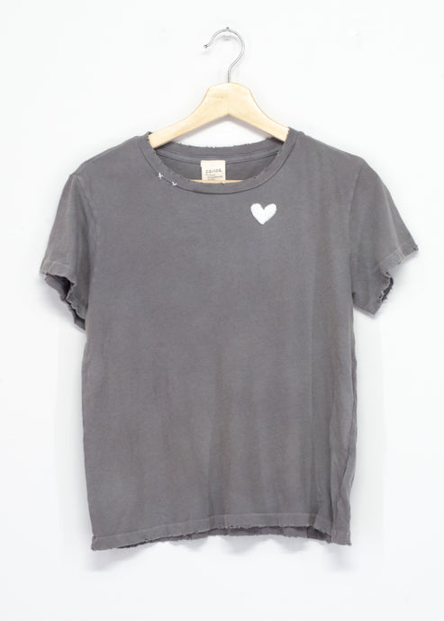 Heart Tee-Washed Gray