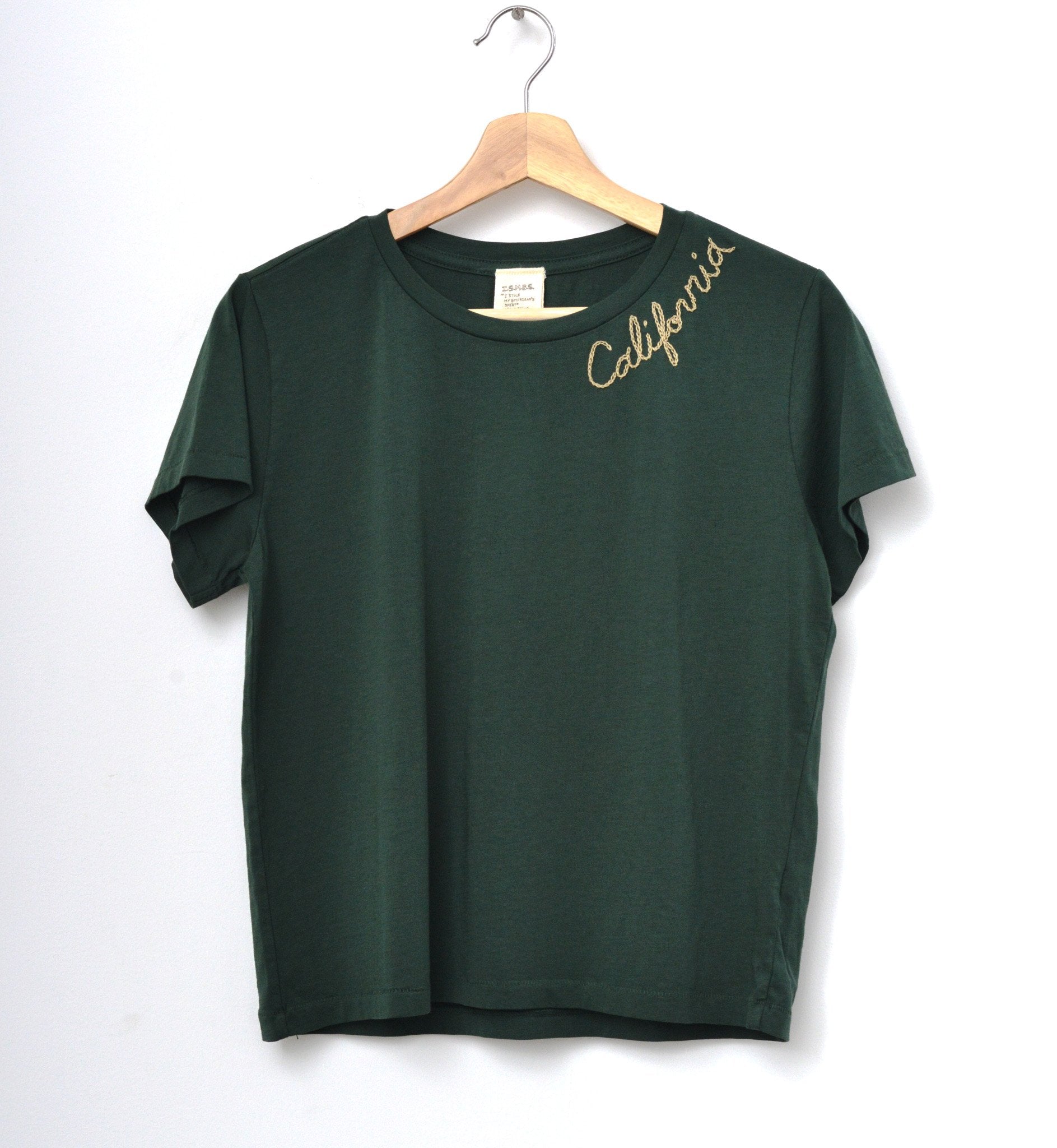 HUNTER GREEN S/S TEE WITH CUSTOM HAND EMBROIDERY – I STOLE MY