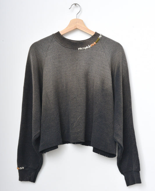Ombre Stitched Sweatshirt-Smoky Black