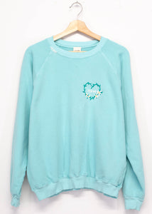 Heart Flower Wreath w/ Custom Hand Embroidery Sweatshirts (11Colors)
