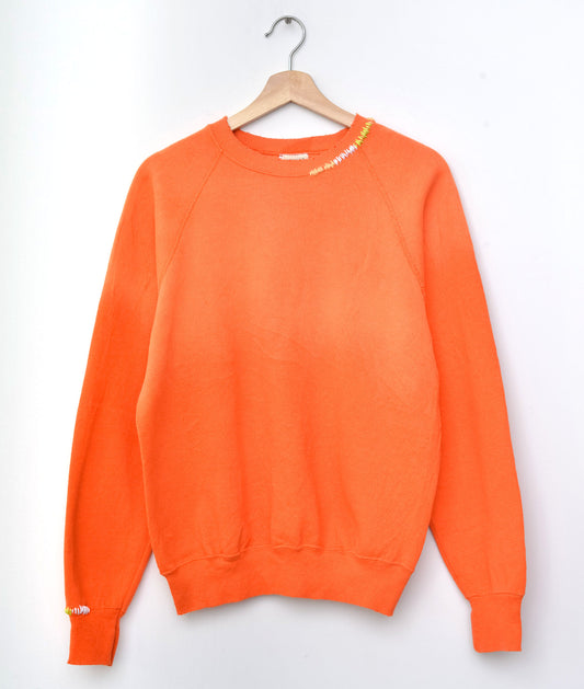 Rainbow Ombre Stitching Sweatshirt - Tangerine