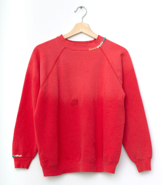 Rainbow Ombre Stitching Sweatshirt - Red