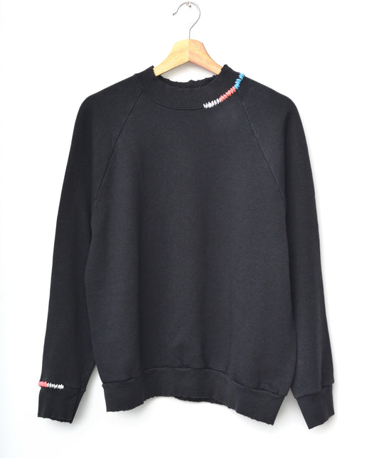 Rainbow Ombre Stitching Sweatshirt -Black