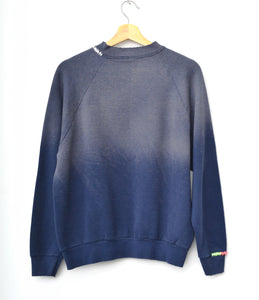 Rainbow Ombre Stitching Sweatshirt -Washed Navy