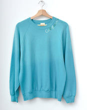 TEAL VINTAGE SWEATS WITH CUSTOM HAND EMBROIDERY
