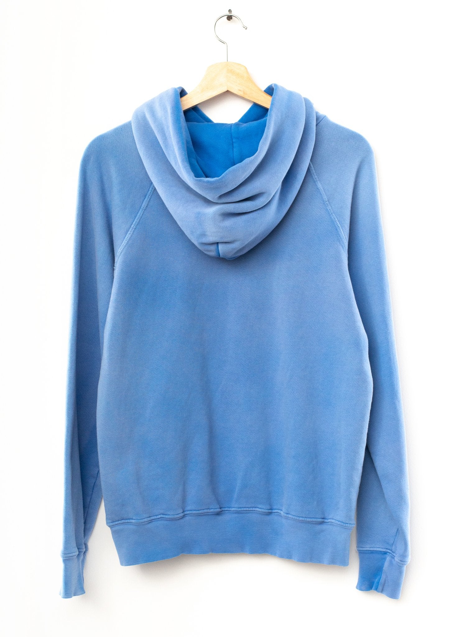 BLUE HOODIE WITH CUSTOM HAND EMBROIDERY ON THE CHEST-XS – I STOLE