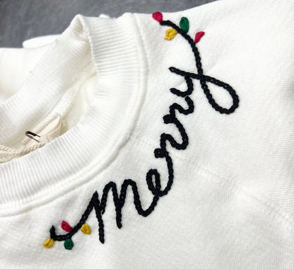 Merry Embroidery Sweatshirt(9Colors)