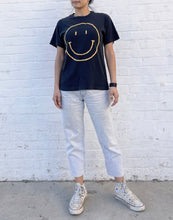 Big Smiley Boyfriend Tee- Washed Black