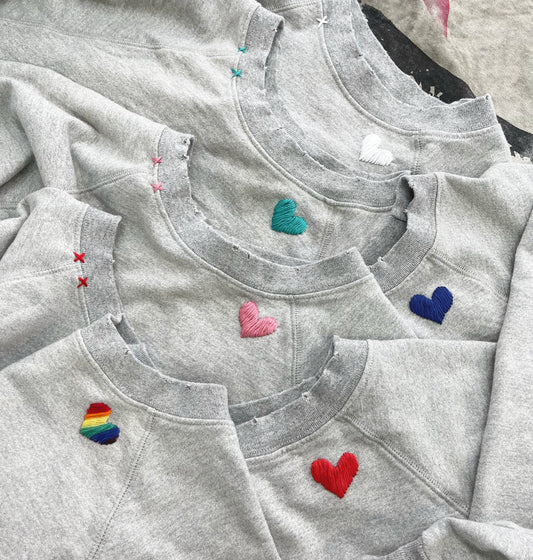 Heart Sweatshirt- Essential Grey-XS/S