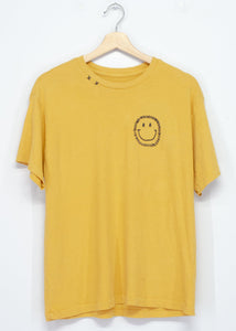 Smiley Face Boyfriend Tee- Mustard Yellow