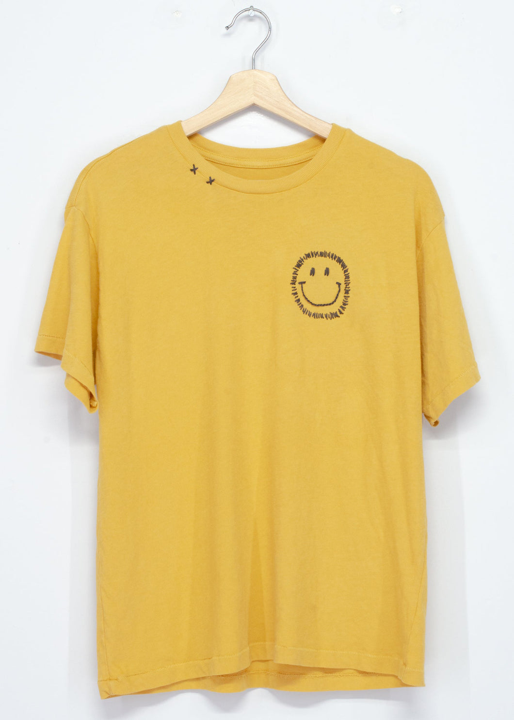 Smiley Face Boyfriend Tee- Mustard Yellow